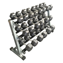 Load image into Gallery viewer, 10kg - 40kg (10 PAIR) Rubber Hex Dumbbell Set with 3 tier rack (Package Price)