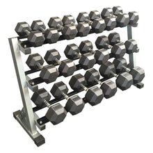 Load image into Gallery viewer, 10kg - 40kg (10 PAIR) Rubber Hex Dumbbell Set with 3 tier rack (Package Price)