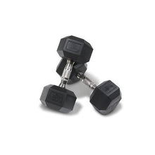 Load image into Gallery viewer, 2.5kg - 25kg (10 pair) Rubber Hex Dumbbell Set with 3 Tier Rack (Package Price)