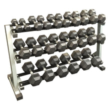 Load image into Gallery viewer, 2.5kg - 30kg (12 PAIR) Rubber Hex Dumbbell Set with 3 tier rack (Package Price)
